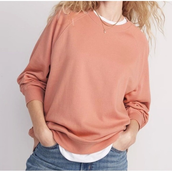 Old Navy Tops - Old Navy SoComfy Oversized Sweatshirt Peach Pink Relaxed Fit Pullover Medium